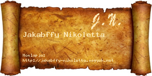 Jakabffy Nikoletta névjegykártya
